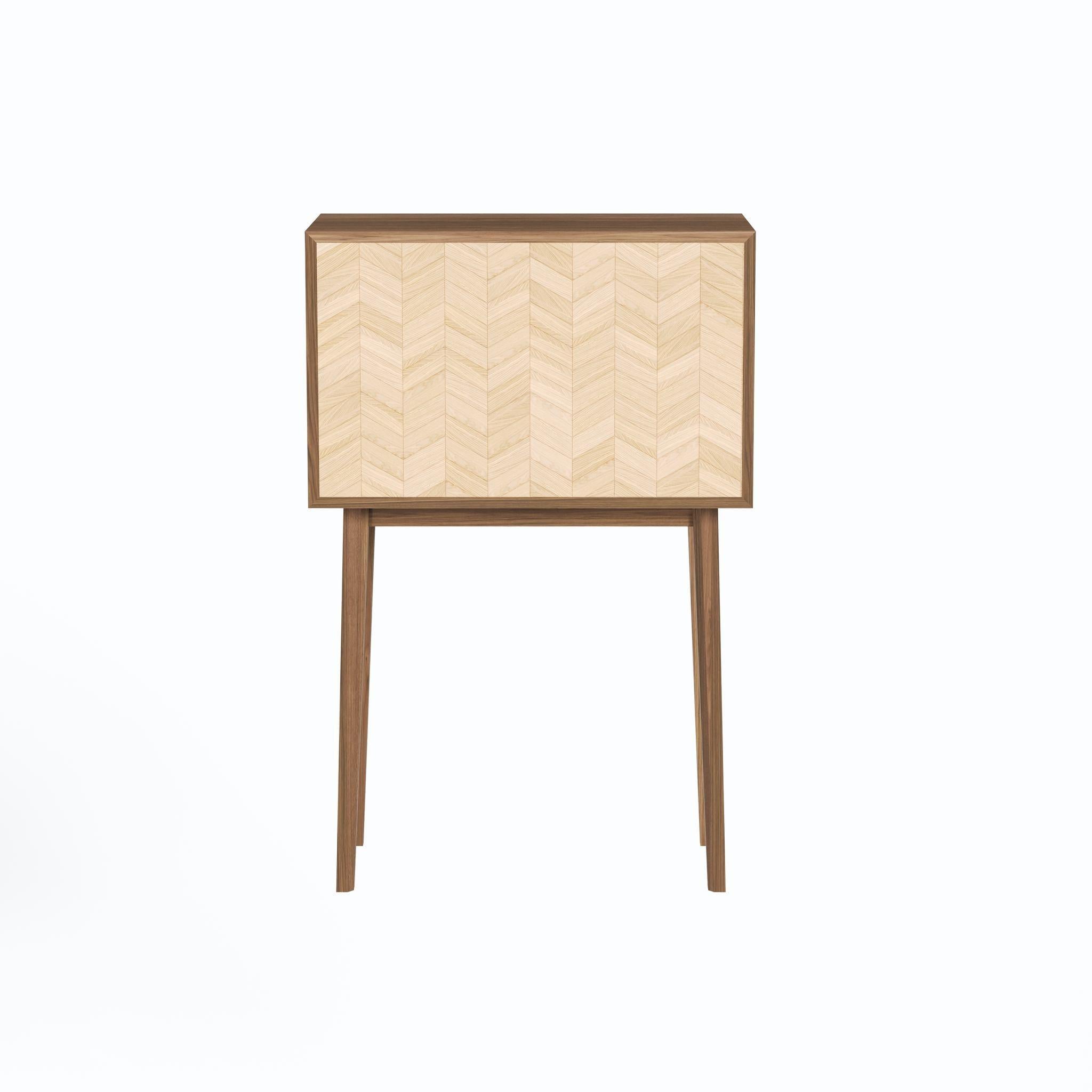 Hand-Crafted Transformable Walnut Cabinet with Versatile Design-Bar, Desk, or Storage For Sale