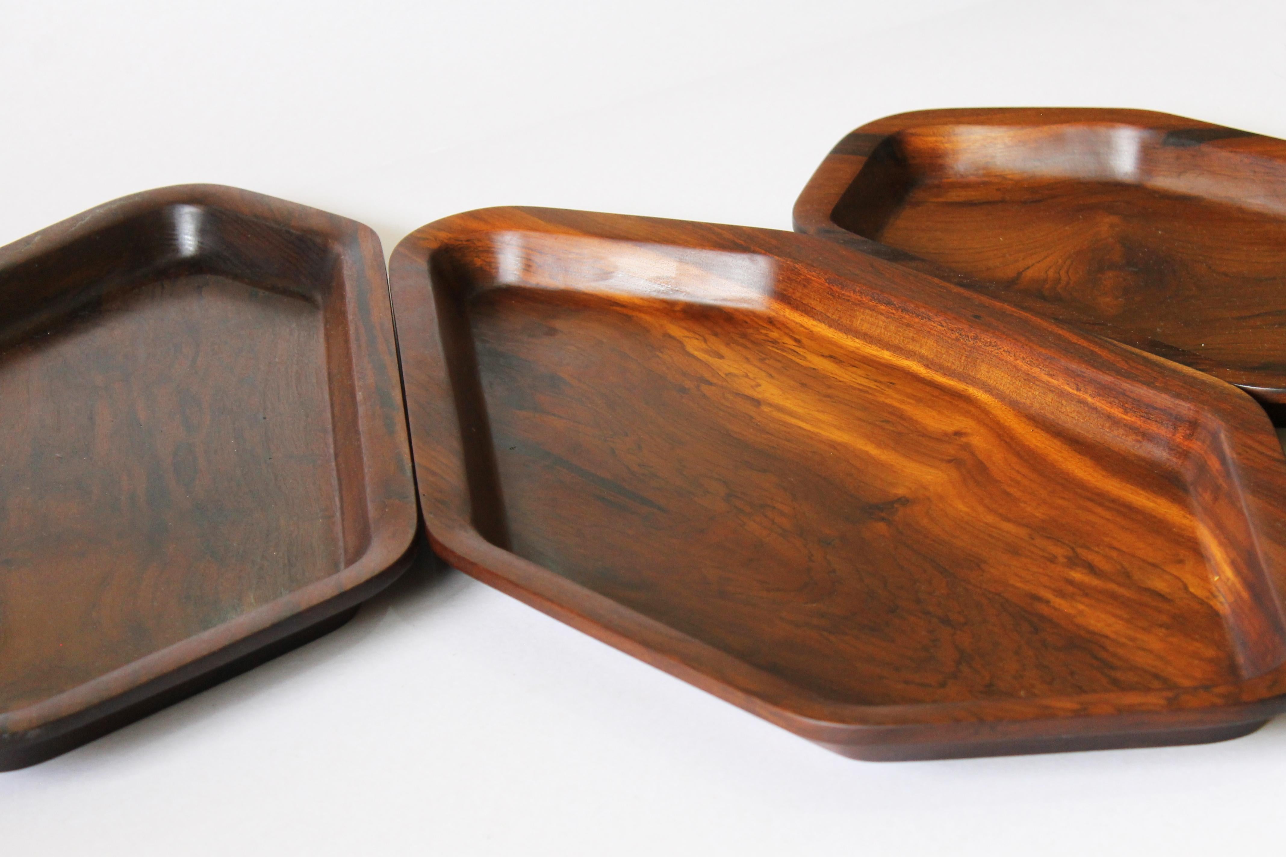 Brazilian Transgrid wood tray - Set (Imbuia - 3 pieces) For Sale
