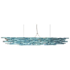 Transit Linear Chandelier in Blue and Silver Aluminum by David D’Imperio
