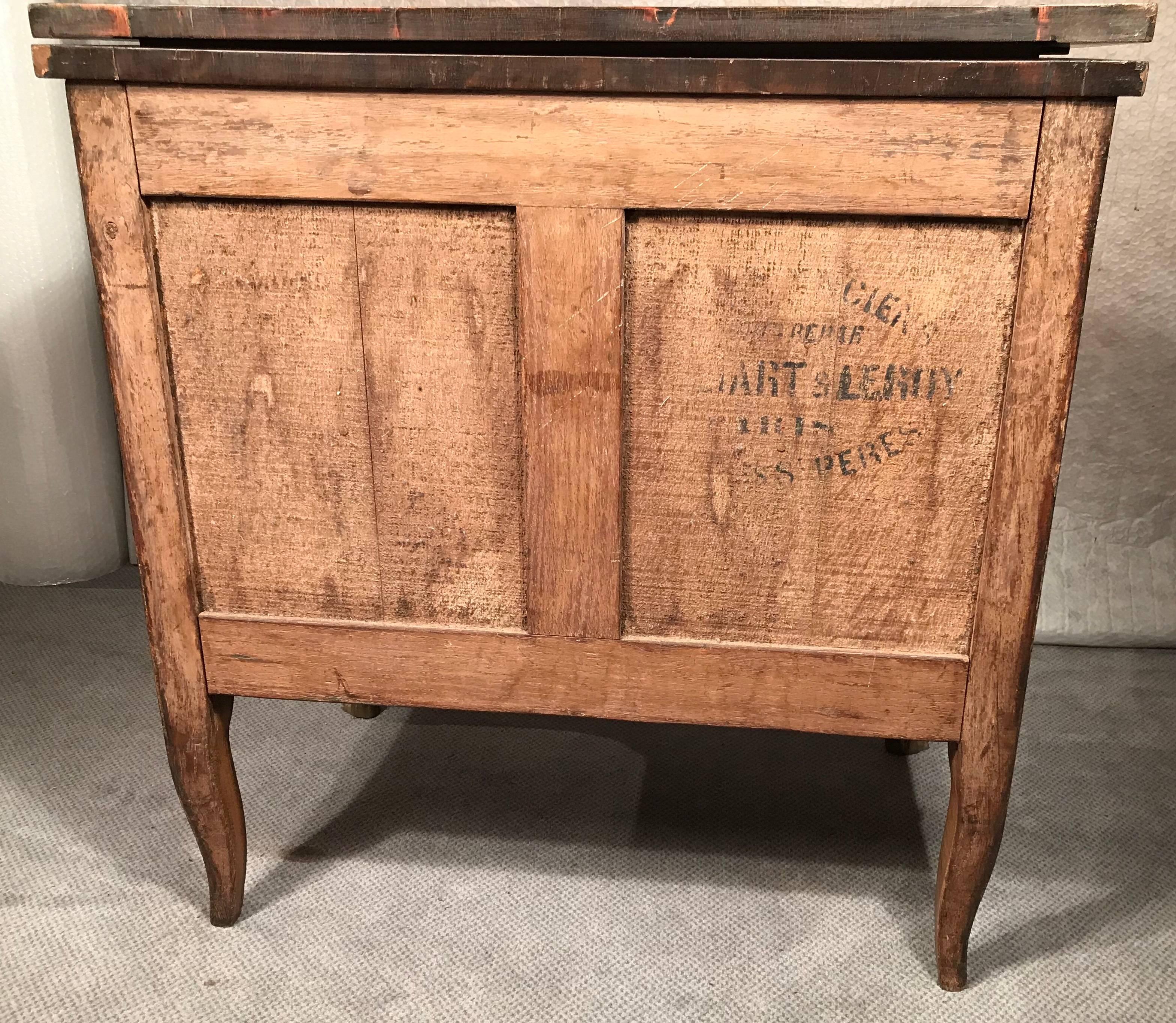 The French antique transformation furniture chest of drawers, originates from Paris and dates back to 1800. The special feature of this unique and extraordinary piece is hidden underneath its top.  The top can be lifted up and reveals the top of a