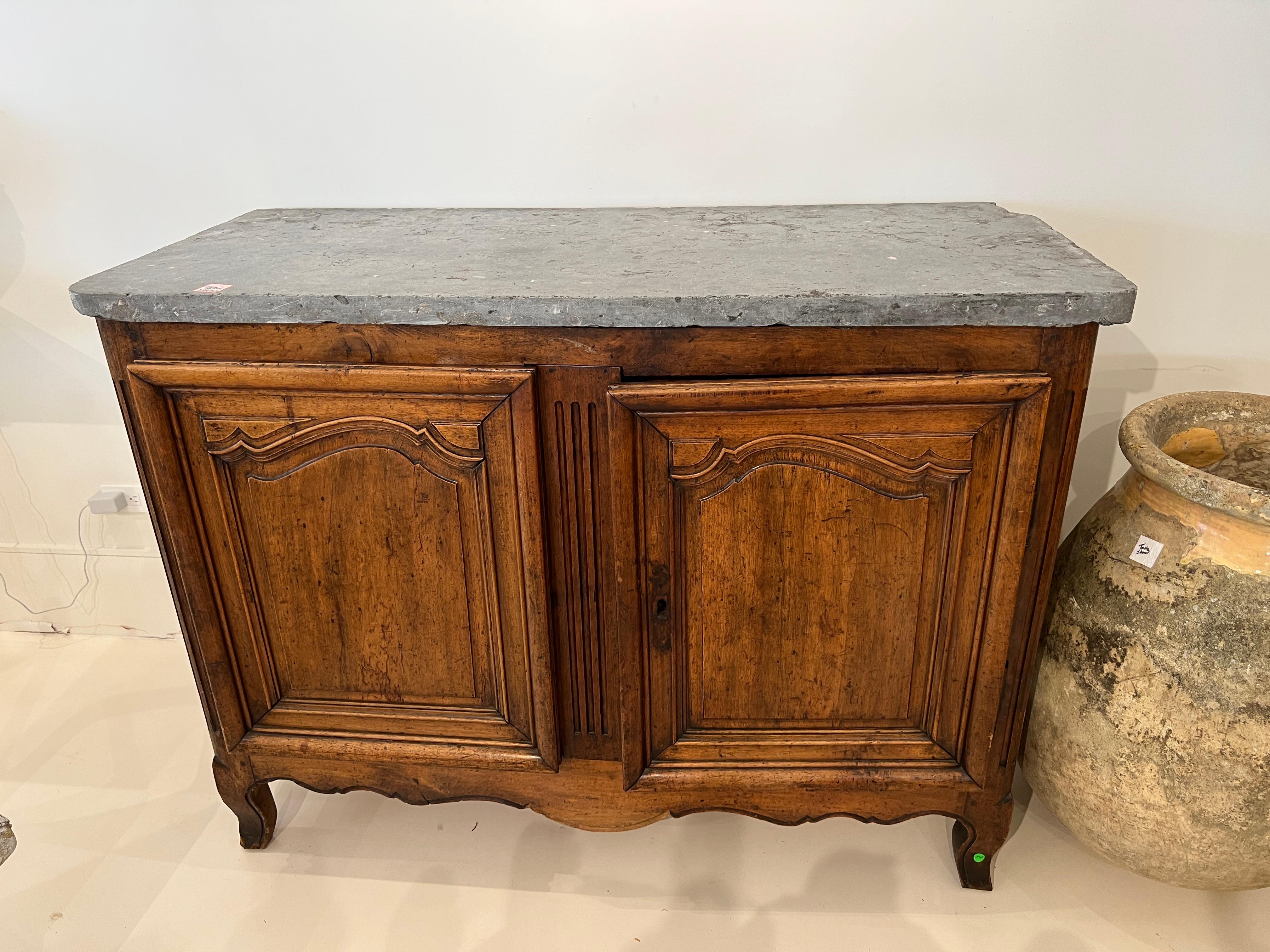 French Provincial Transition Louis XIV Buffet with Ardoise Marble Top For Sale