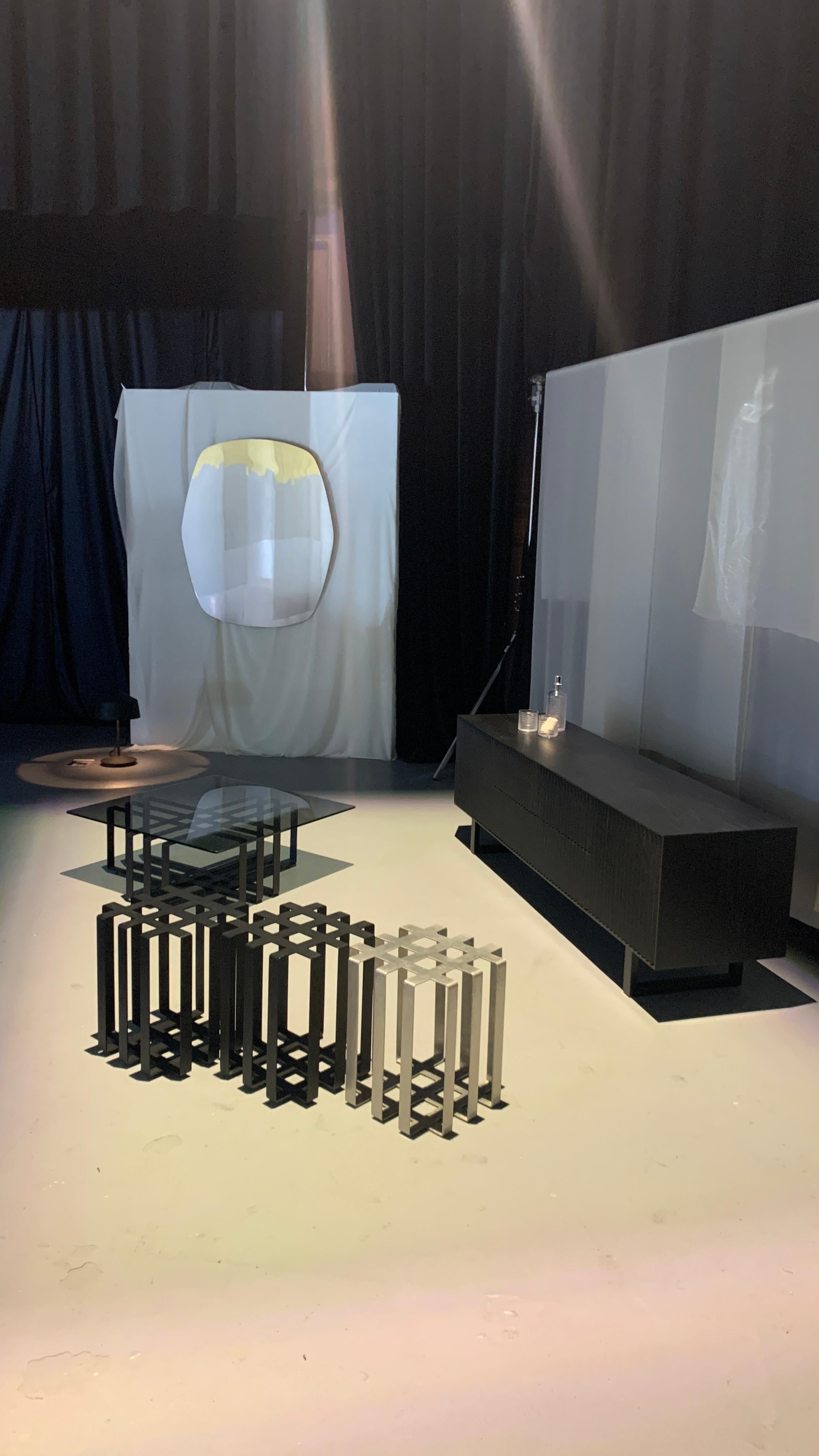 Américain Miroir Transition en acier inoxydable et laiton poli, finition bi-métallique en vente