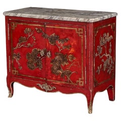 Transition Period Commode in Red and Gold Chinese Lacquer