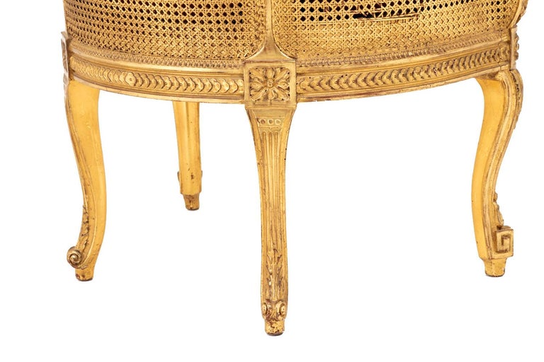 Transition Style Bergere in Giltwood and Leather, circa 1880 5