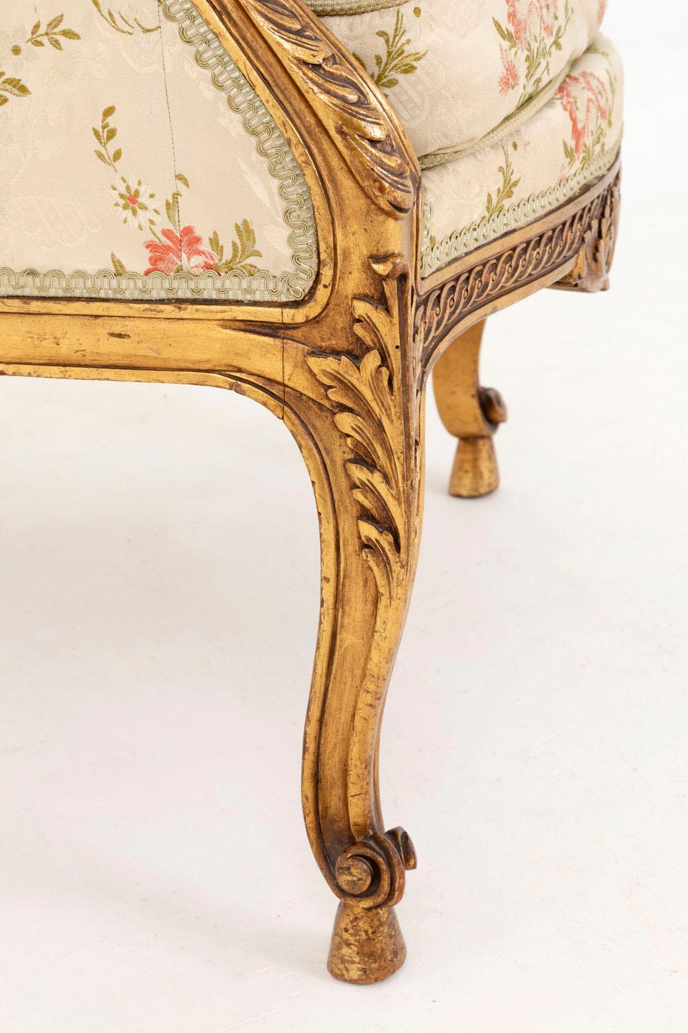 Transition Style Bergere in Giltwood, circa 1880 3