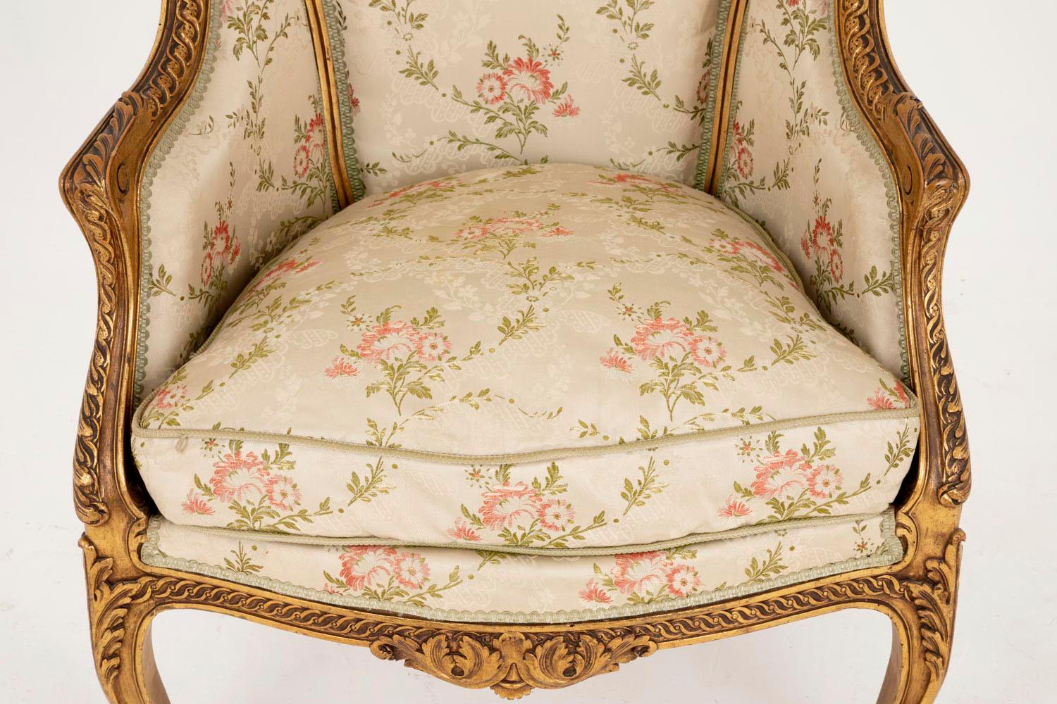 European Transition Style Bergere in Giltwood, circa 1880