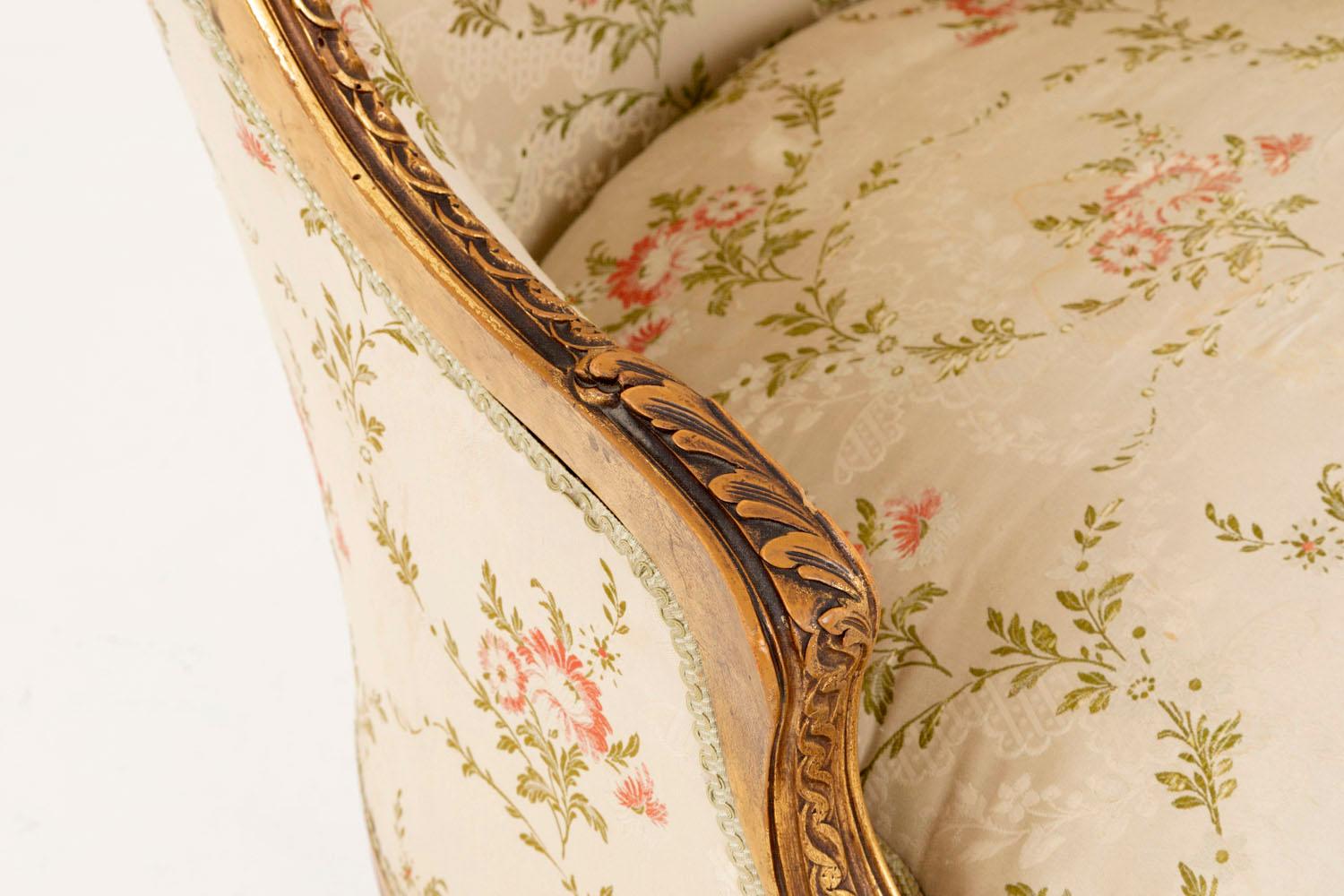 19th Century Transition Style Bergere in Giltwood, circa 1880