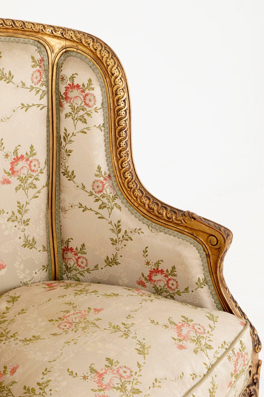 Transition Style Bergere in Giltwood, circa 1880 1