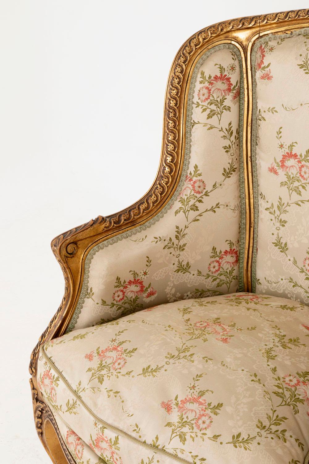 Transition Style Bergere in Giltwood, circa 1880 2