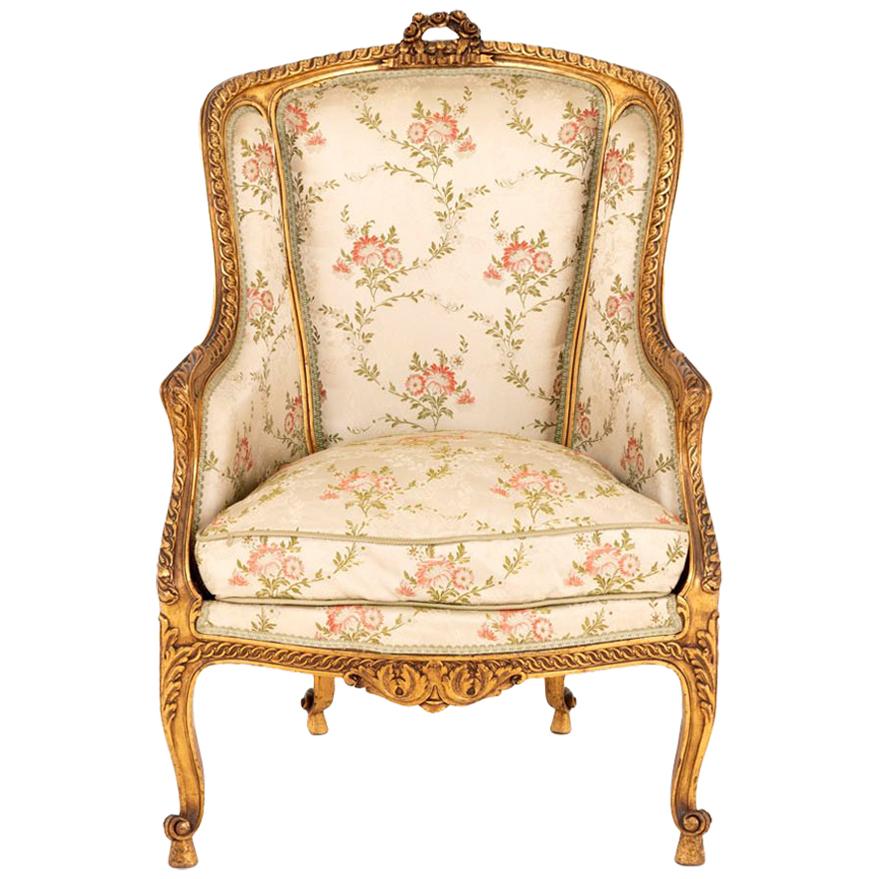 Transition Style Bergere in Giltwood, circa 1880