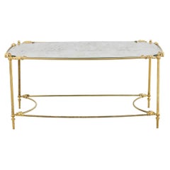 Transition Style Coffee Table in Gilt Brass and Oxidized Mirror, 1960s