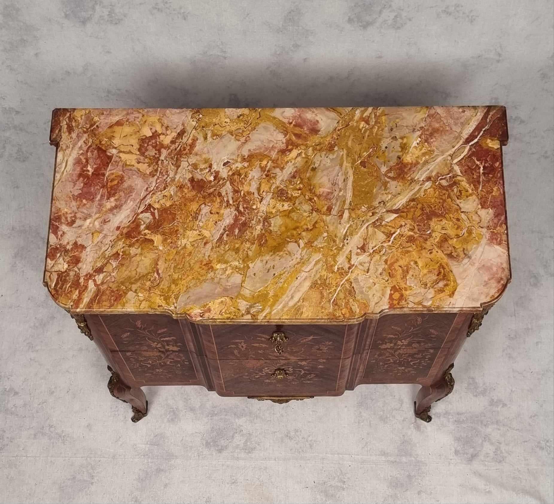 Transition Style Commode Napoleon III Period - Floral Marquetry - Rosewood - 19t 2