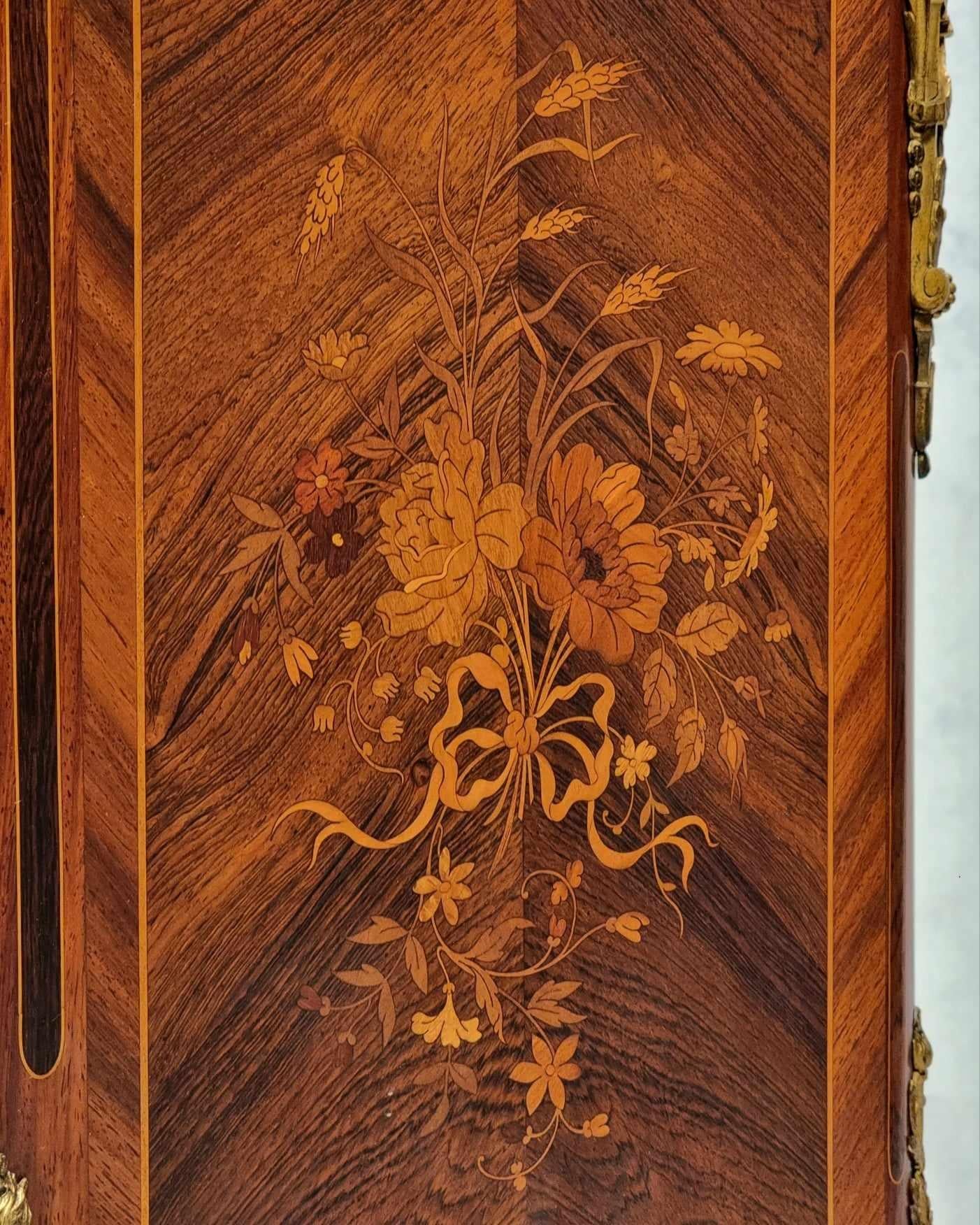 Kommode im Übergangsstil Napoleon III.-Periode – florale Intarsienarbeit – Palisanderholz – 19t 1