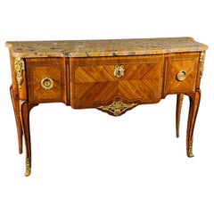 Transition Style Marquetry And Gilt Bronze  Commode