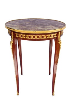 Transition Style Pedestal Table in Mahogany and Gilt Bronze, 19th Century