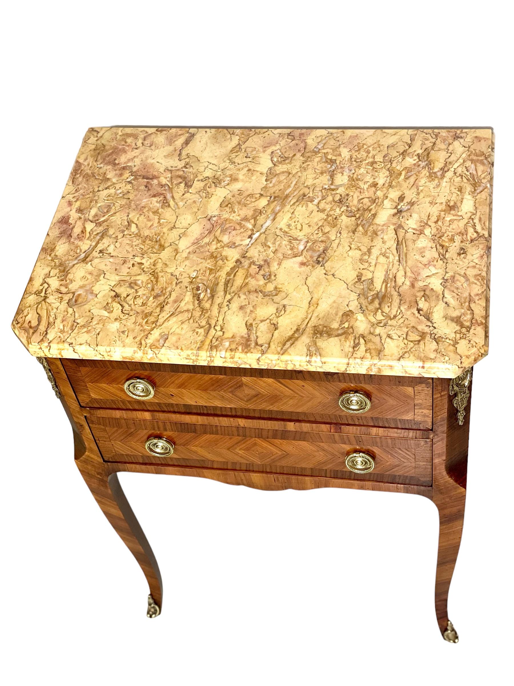 Louis XVI 19th Century French Transition Style Petite Commode with Marble Top For Sale