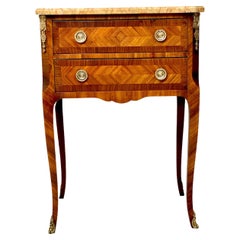 Antique Transition Style Petite Commode with Marble Top