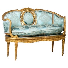 Antique Transition Style Sofa in Giltwood, 1900’s