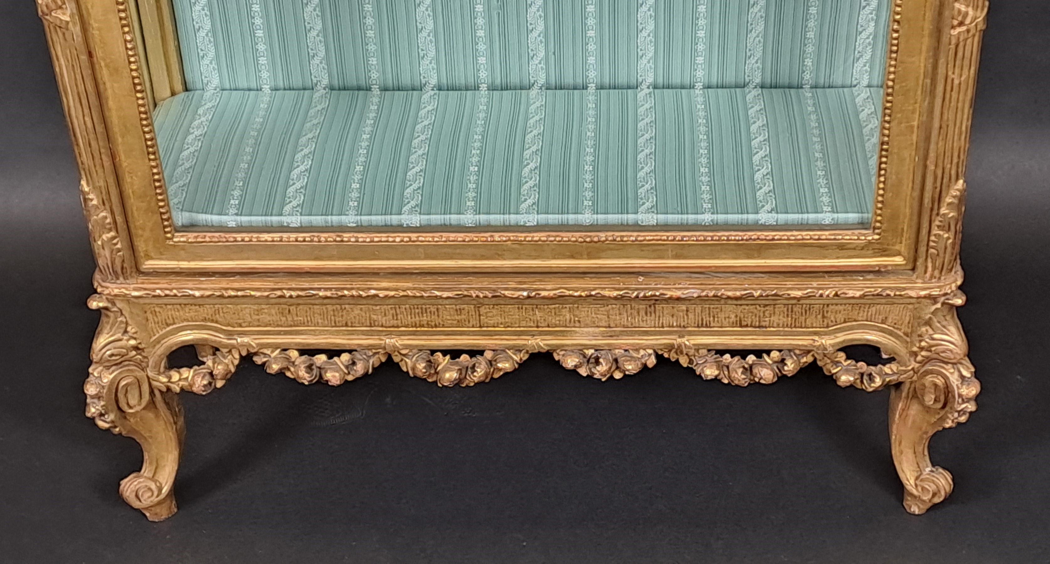 Louis XVI Transition Style Vitrine In Golden Wood From The 19th Century For Sale