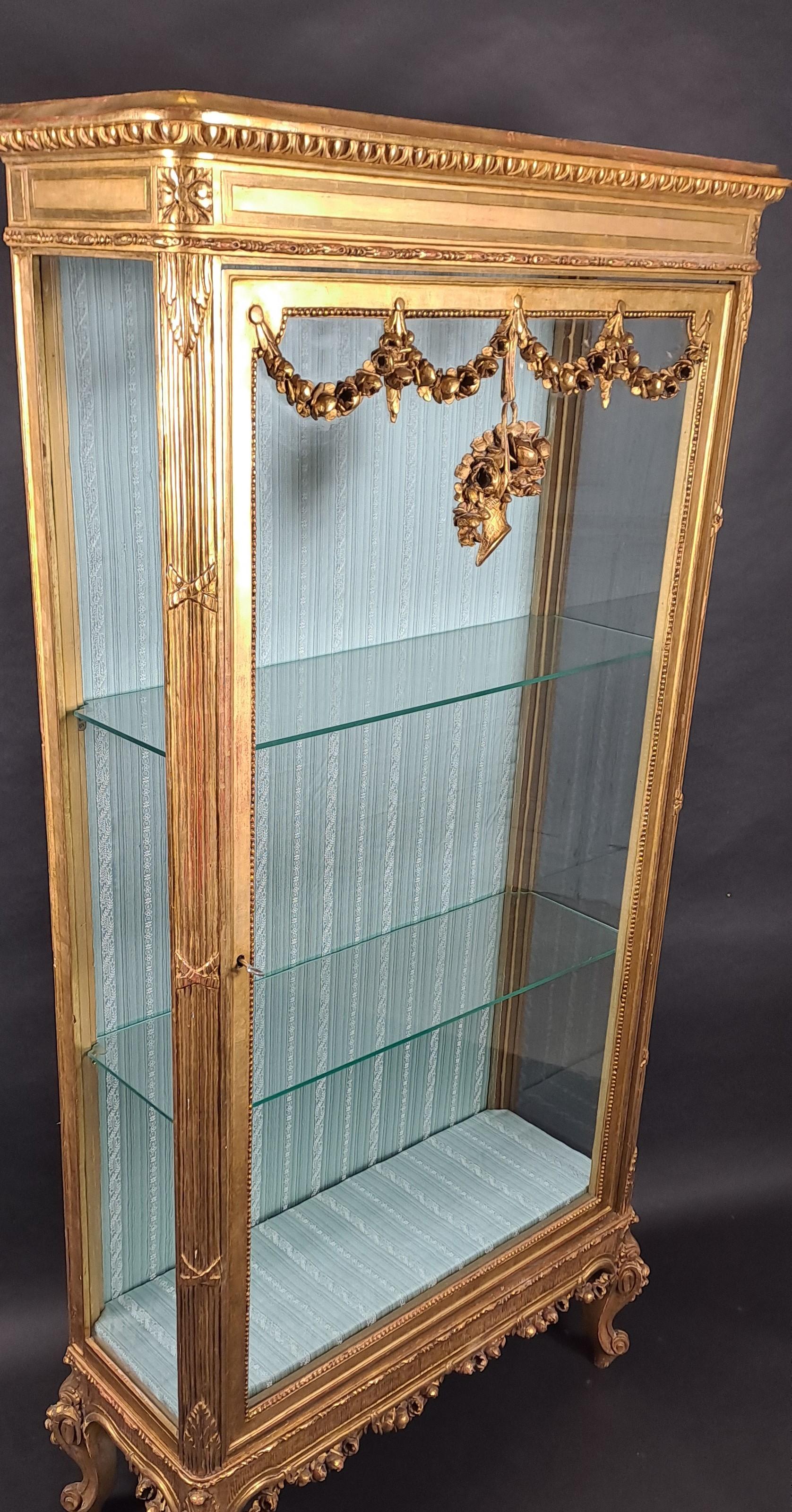 Transition Style Vitrine In Golden Wood From The 19th Century For Sale 2