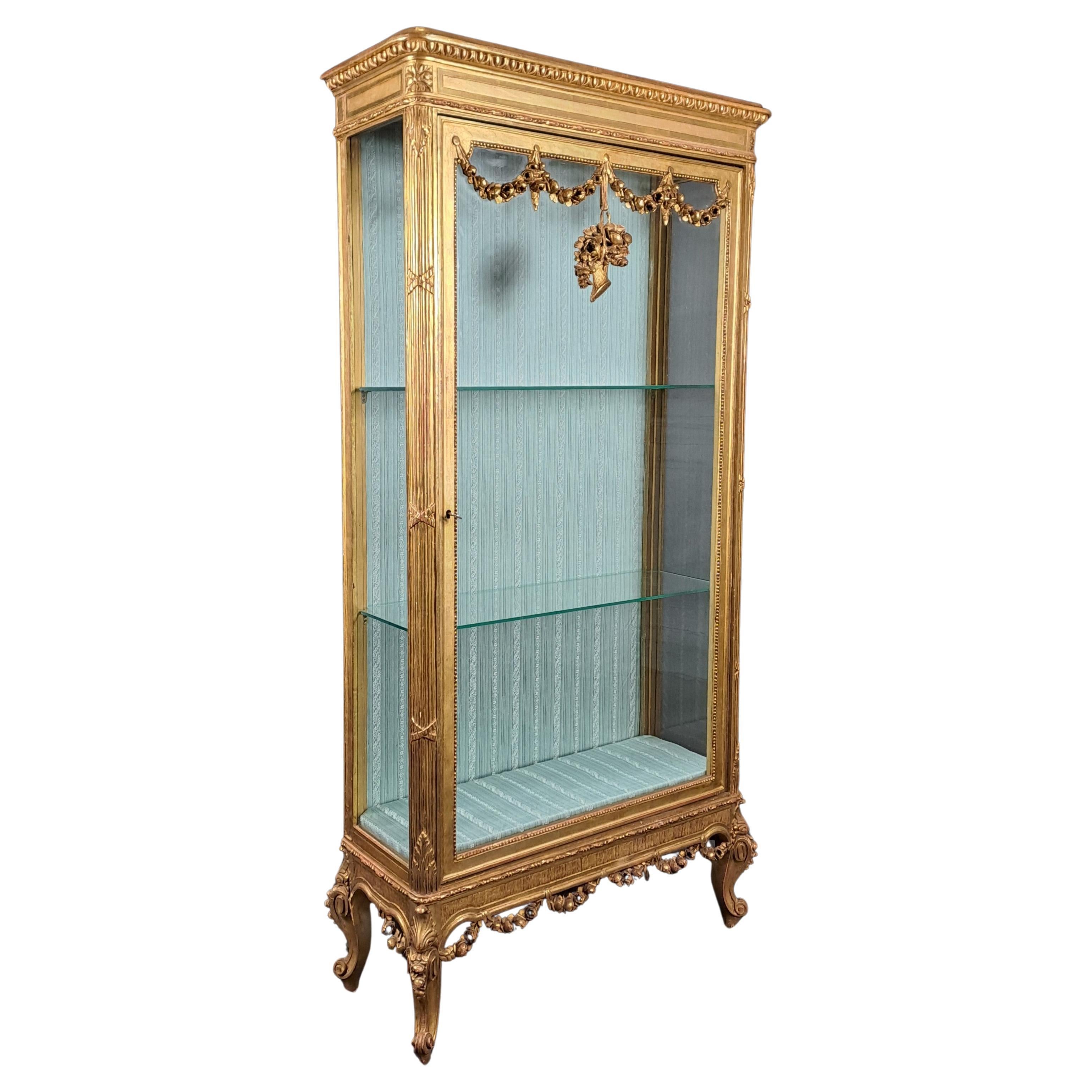 Transition Style Vitrine In Golden Wood From The 19th Century