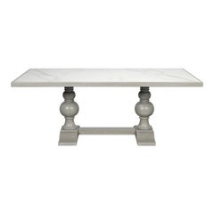 Transitional 81-Inch Dining Table with Porcelain Calacatta Top