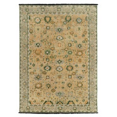 Rug & Kilim's Transitional Agra Style Rug in Green, Gold & White Floral Pattern