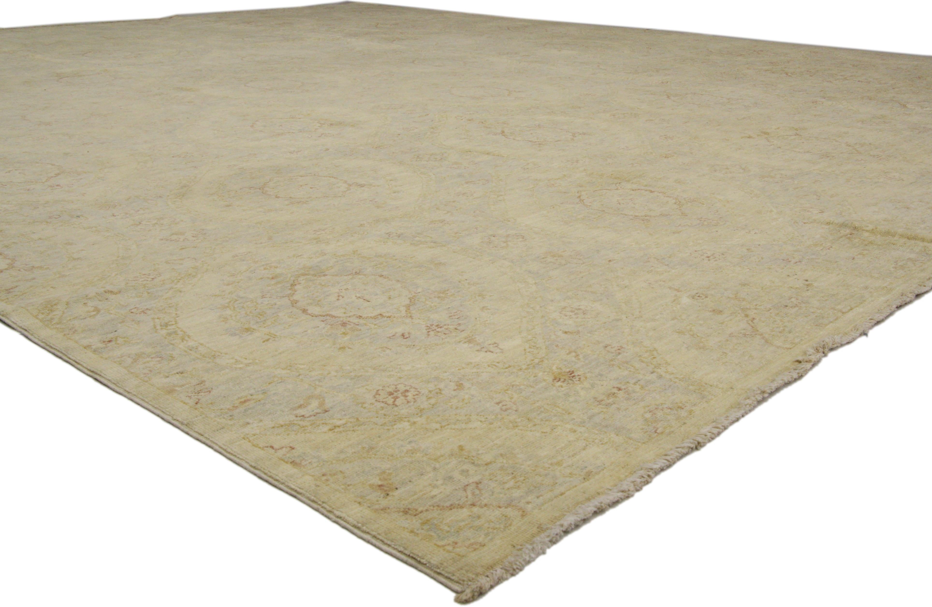 80177 New Transitional Area Rug with French Provincial Georgian Style and Ogee Pattern. This hand-knotted wool transitional area rug with French Provincial style is sophisticated and subtle without sacrificing elegance. It features an all-over