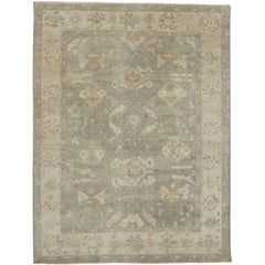 New Transitional Oushak Area Rug with Rustic Artisan Style