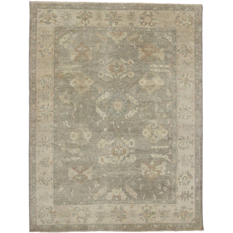 Transitional Area Rug with Oushak Design in Warm Colors For Sale at 1stdibs