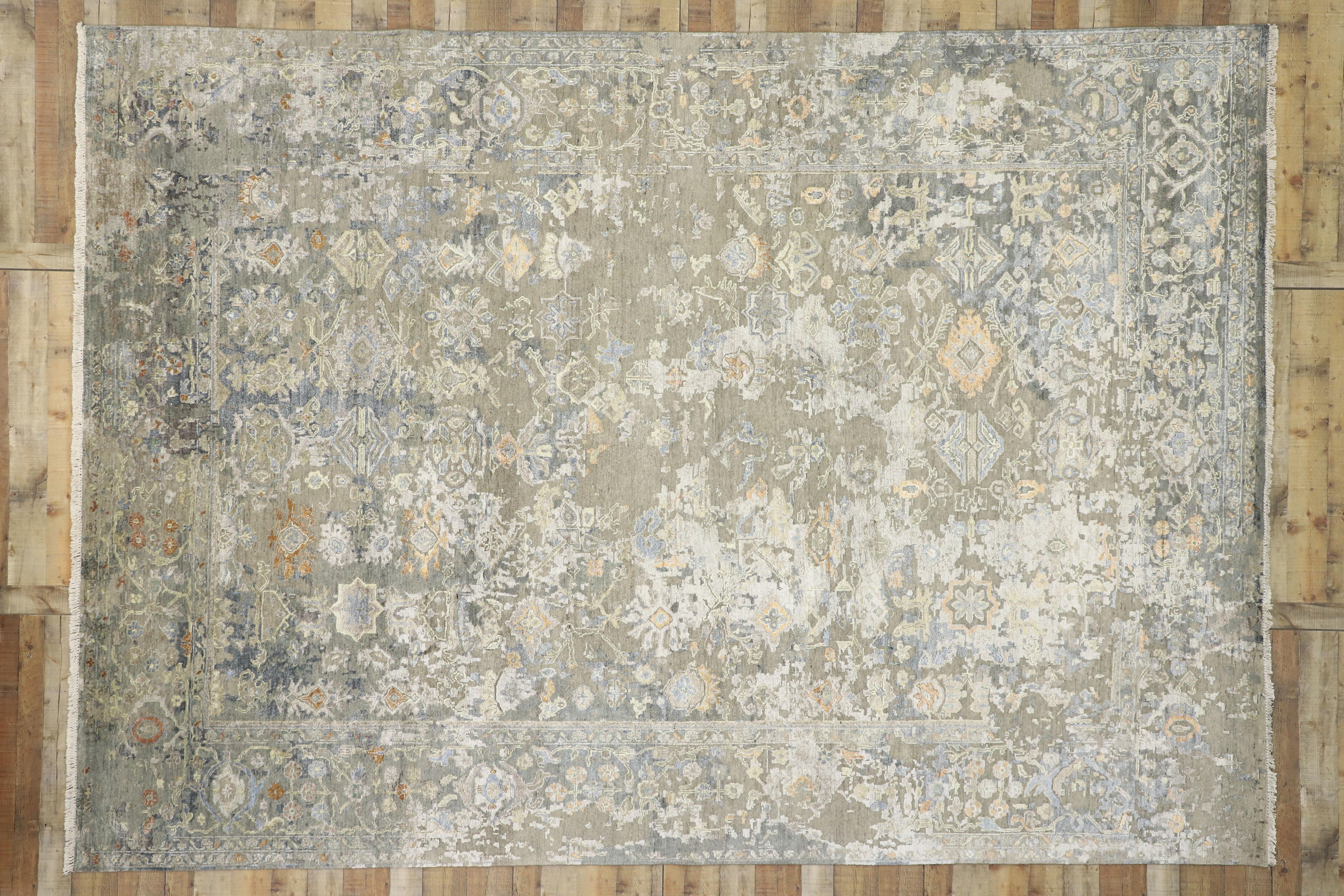 New Transitional Area Rug with Oushak Pattern and Transitional Bungalow Style In New Condition For Sale In Dallas, TX