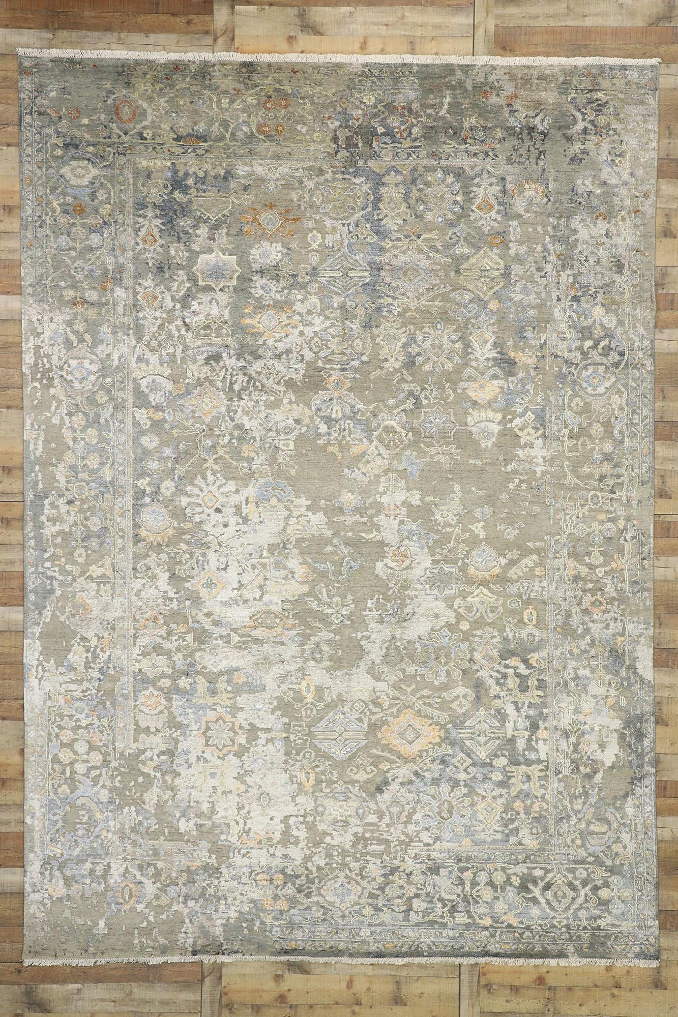 Contemporary New Transitional Area Rug with Oushak Pattern and Transitional Bungalow Style For Sale