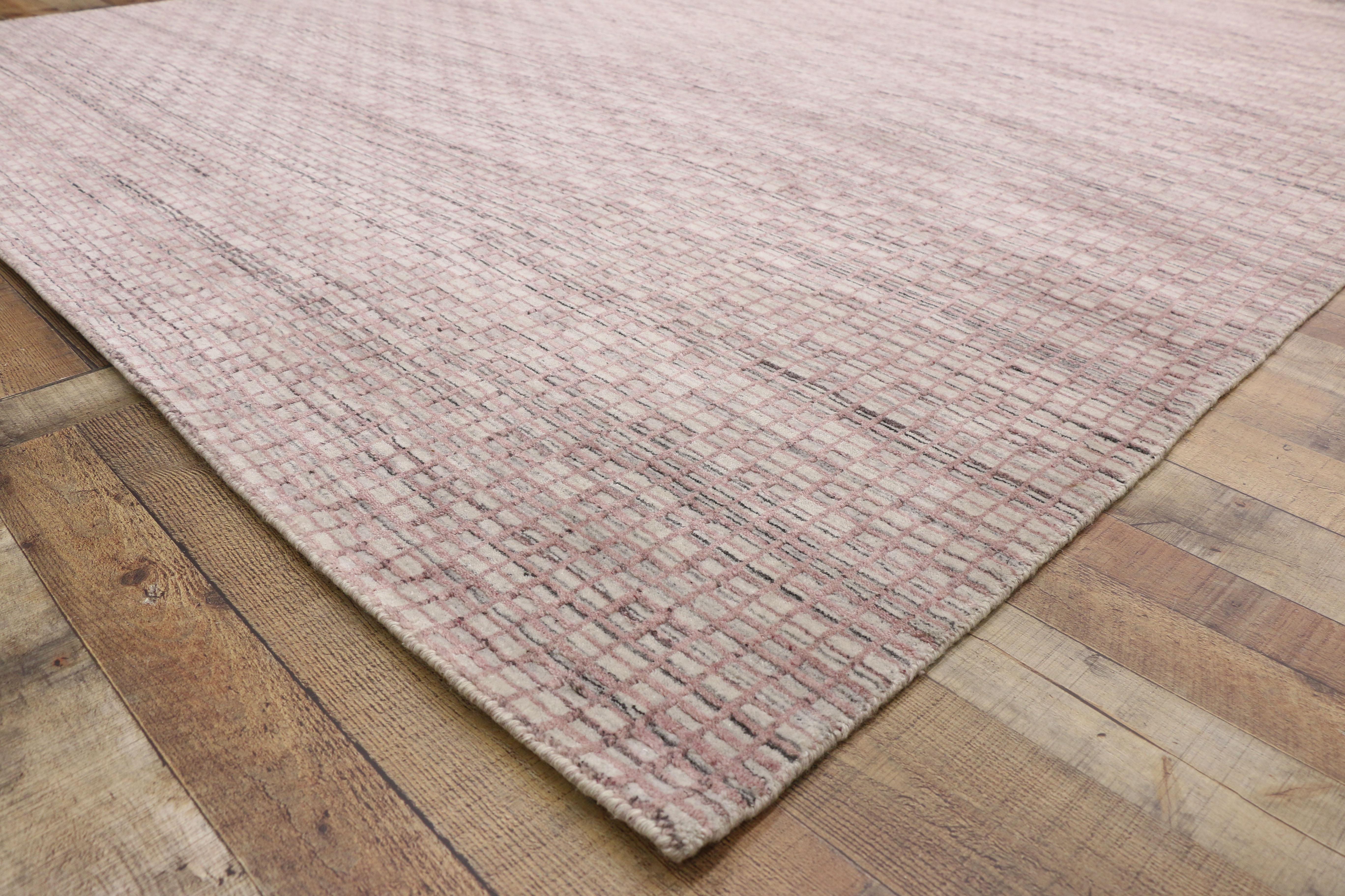 Contemporary New Transitional Area Rug with Scandinavian Modern Swedish Shabby Chic Style For Sale