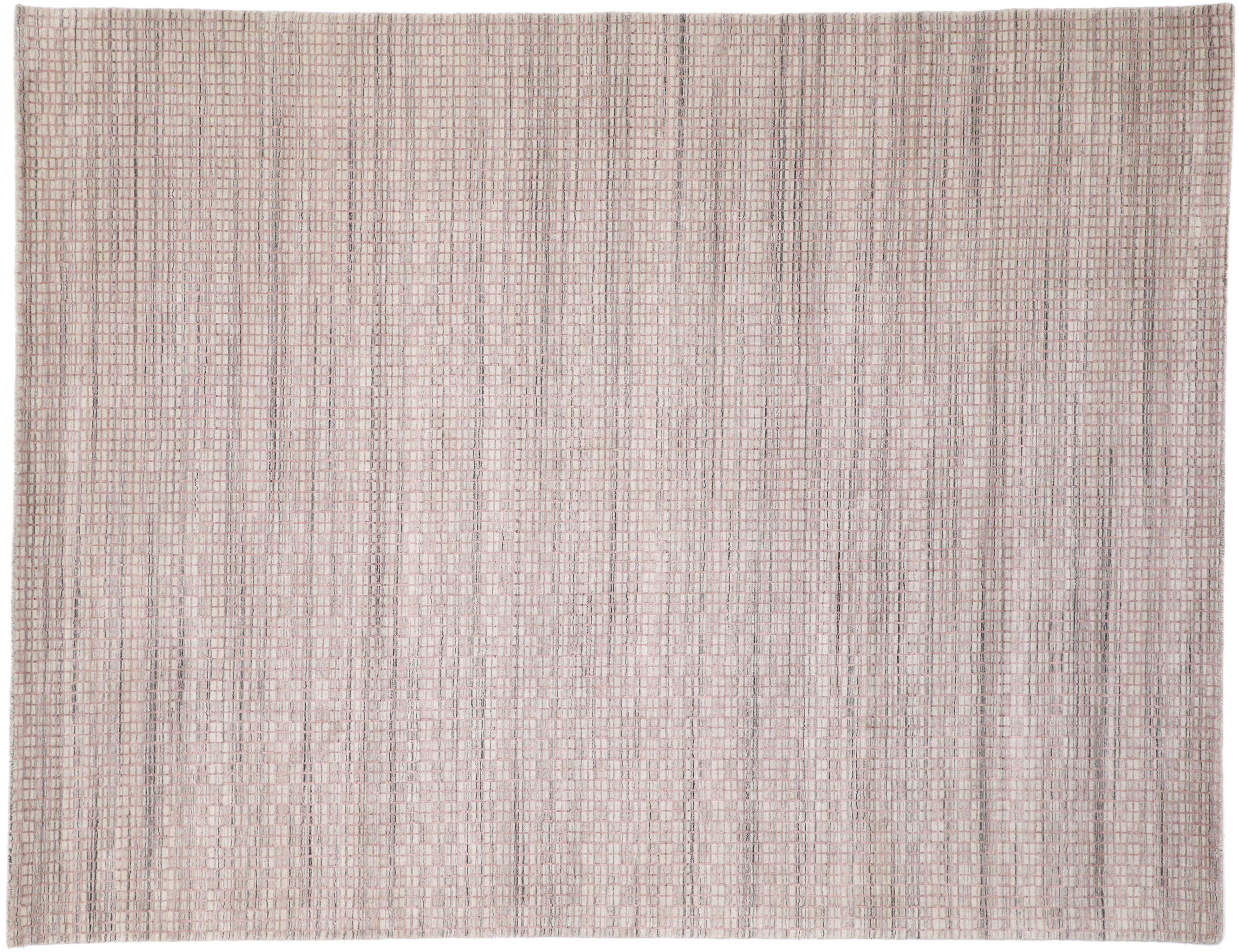 Wool New Transitional Area Rug with Scandinavian Modern Swedish Shabby Chic Style