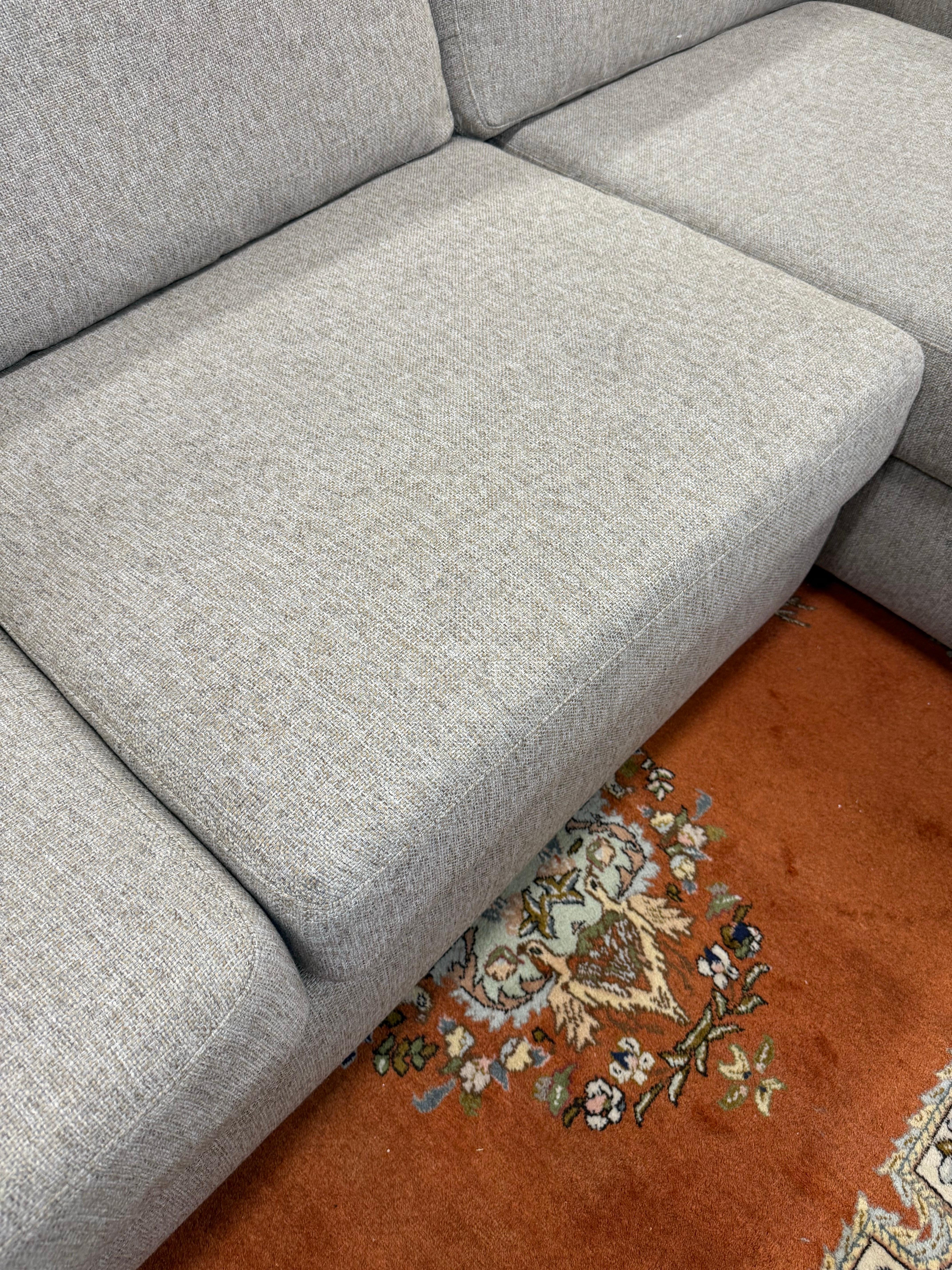 Transitional Beige Linen Four Hands 2-PC Sectional Sofa For Sale 7
