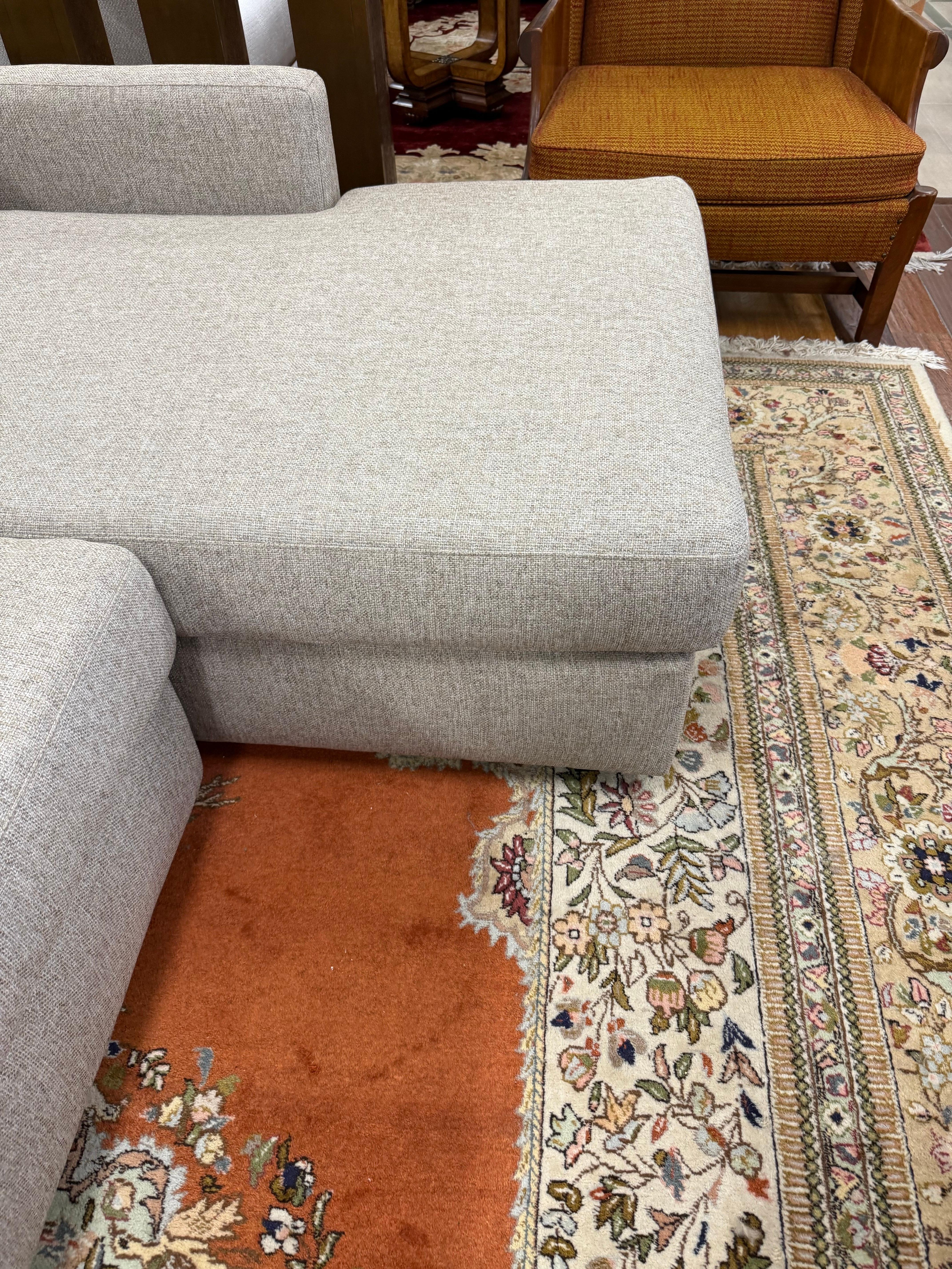 Transitional Beige Linen Four Hands 2-PC Sectional Sofa For Sale 8