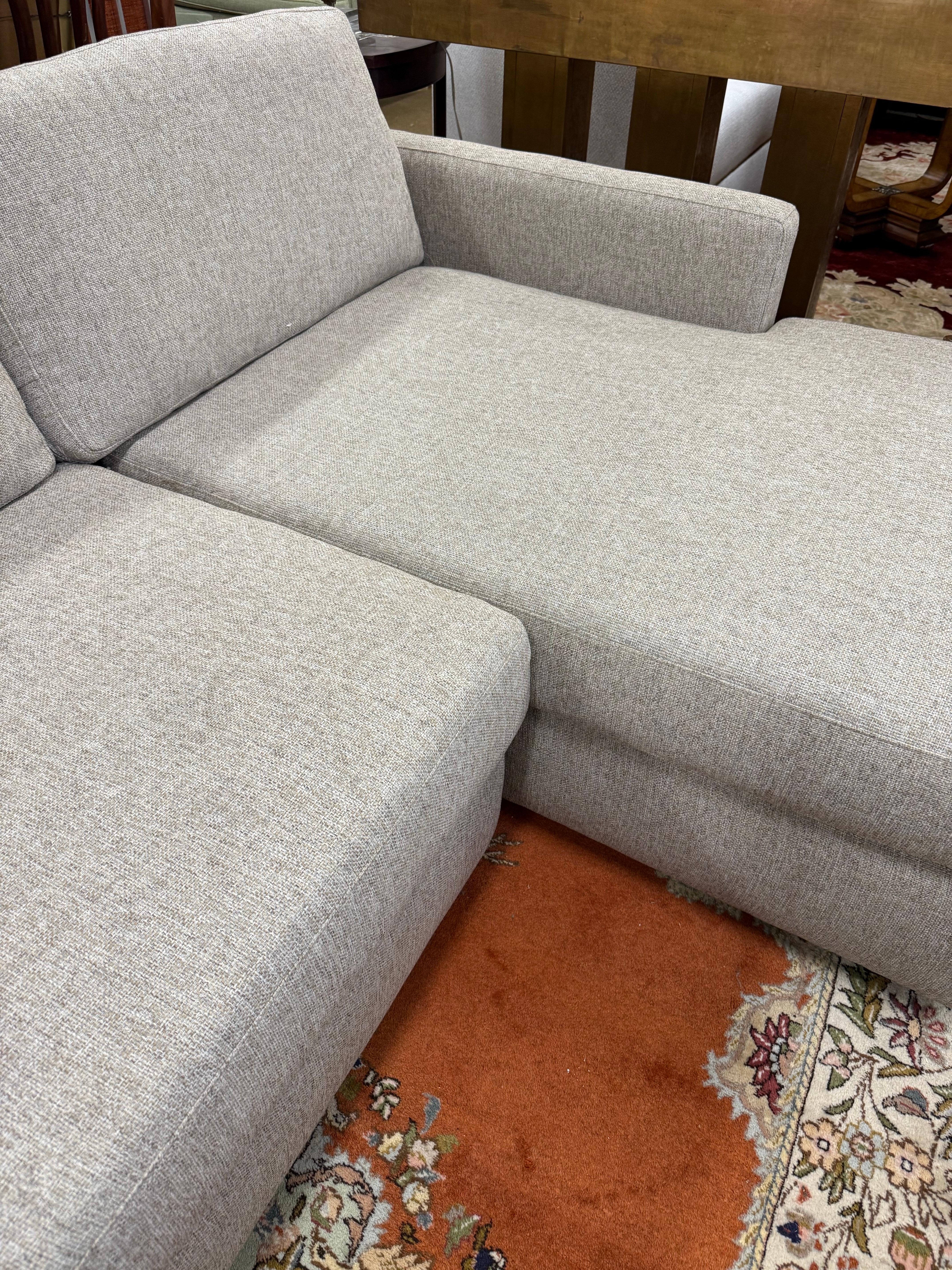 Transitional Beige Linen Four Hands 2-PC Sectional Sofa For Sale 10