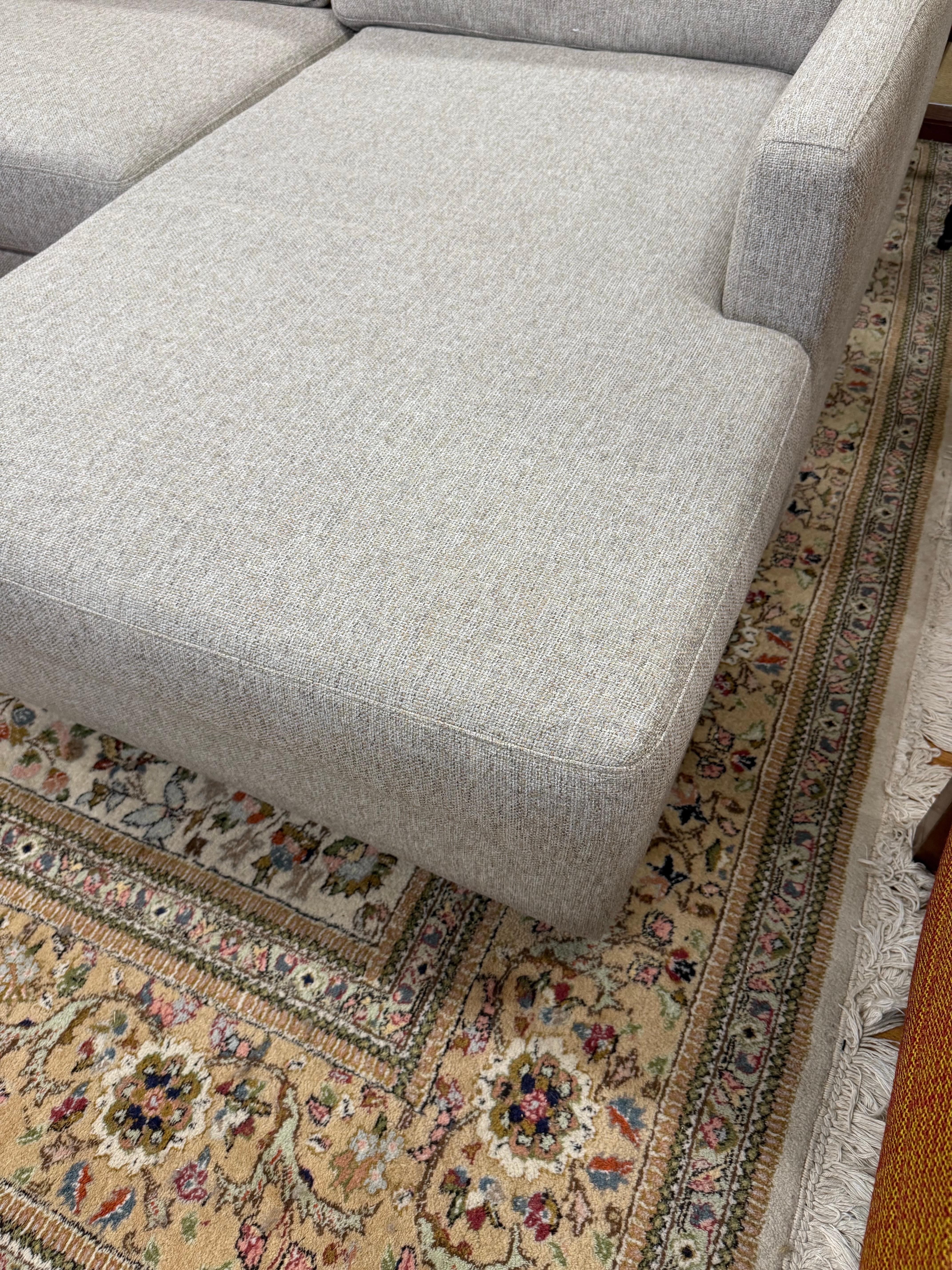 Transitional Beige Linen Four Hands 2-PC Sectional Sofa In Good Condition For Sale In West Hartford, CT