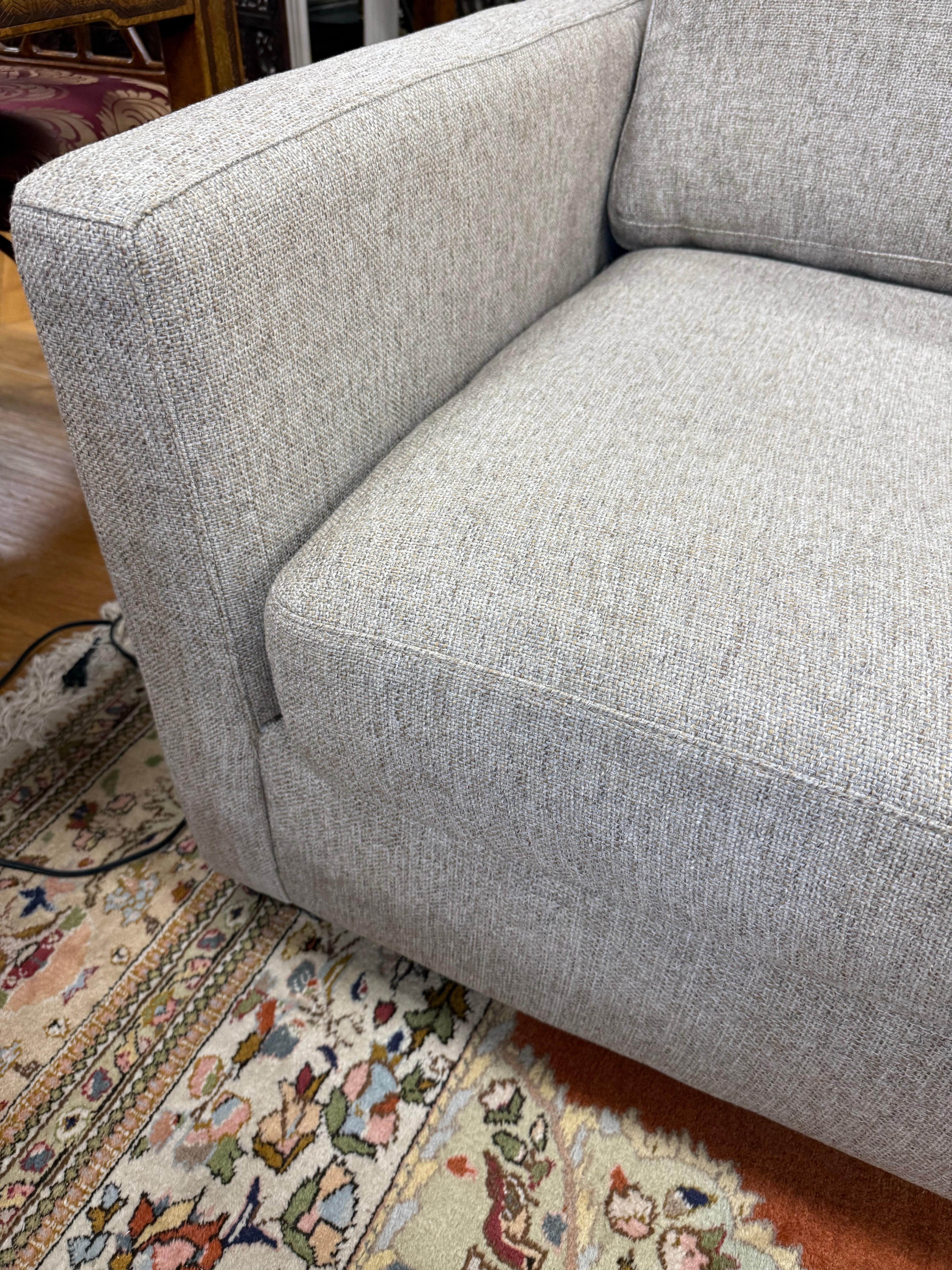 Transitional Beige Linen Four Hands 2-PC Sectional Sofa For Sale 2