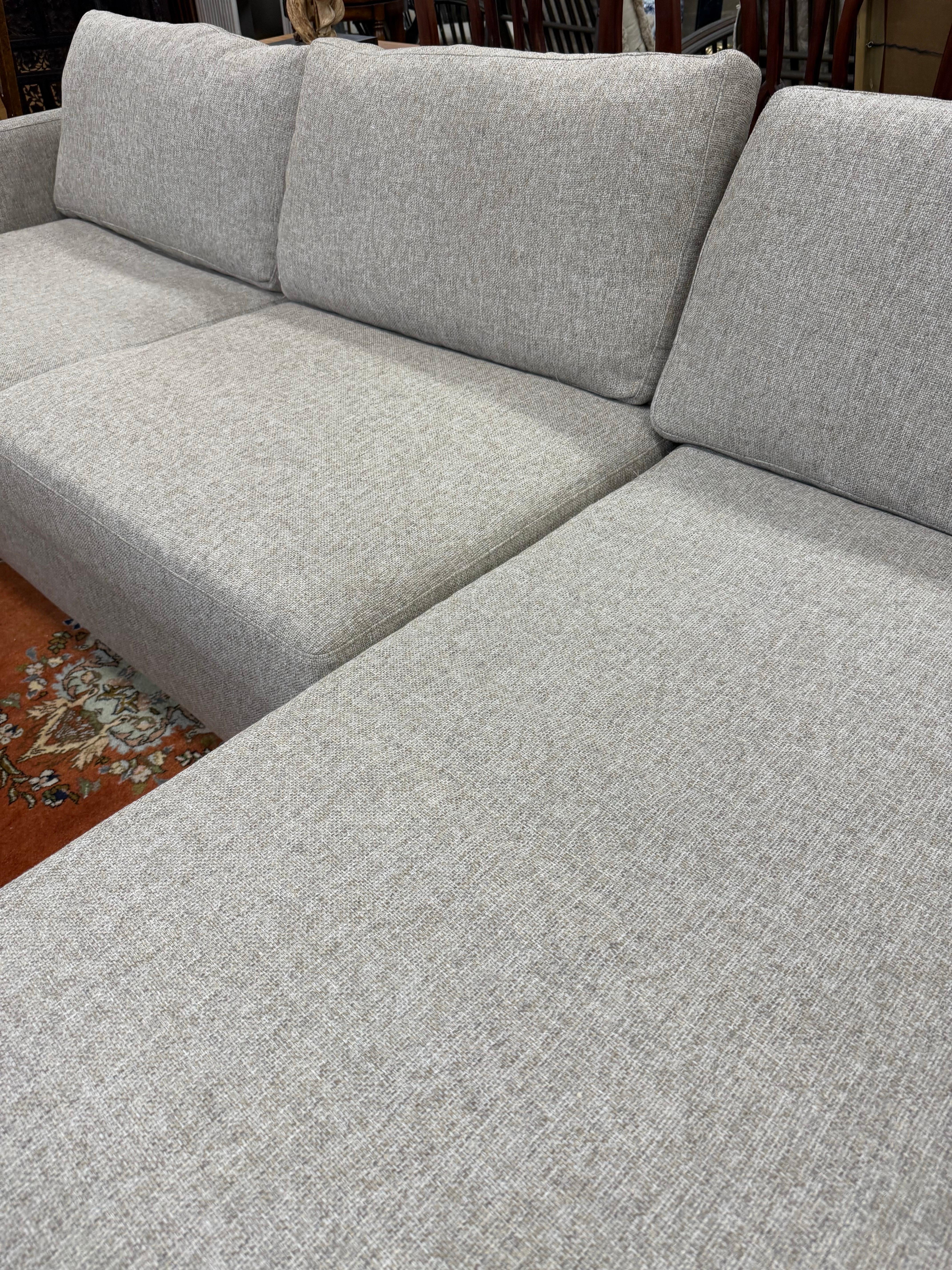 Transitional Beige Linen Four Hands 2-PC Sectional Sofa For Sale 4
