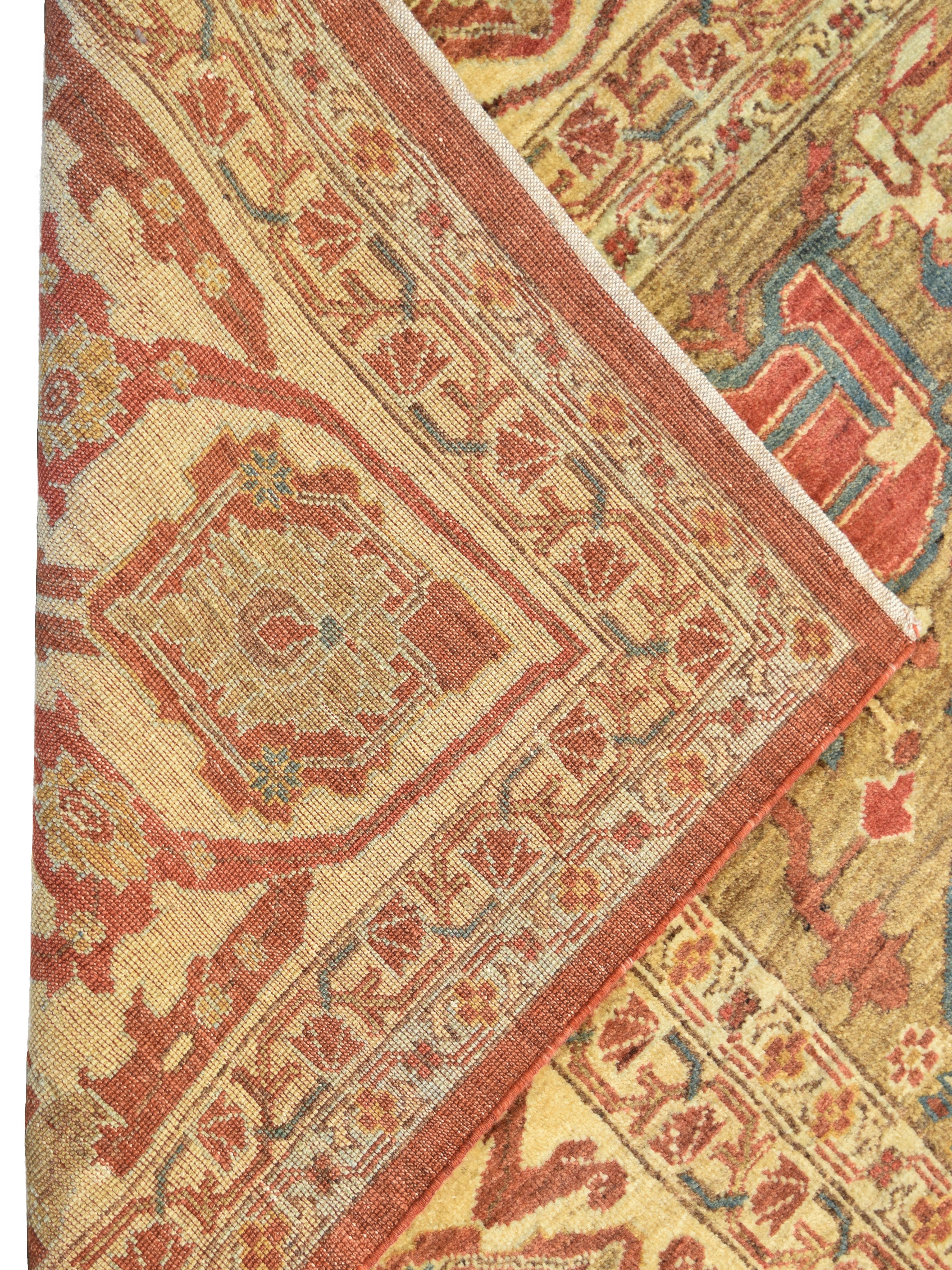 Hand-Knotted, Wool Transitional Bidjar Heriz Rug, Red, Taupe, Blue,  9’ x 12’ For Sale 8