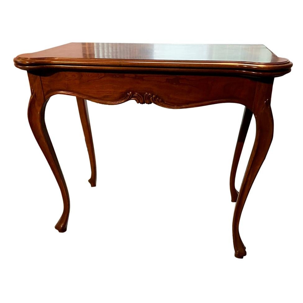 Transitional Burled Wood Flip-Top Convertible Console or Dining Table For Sale