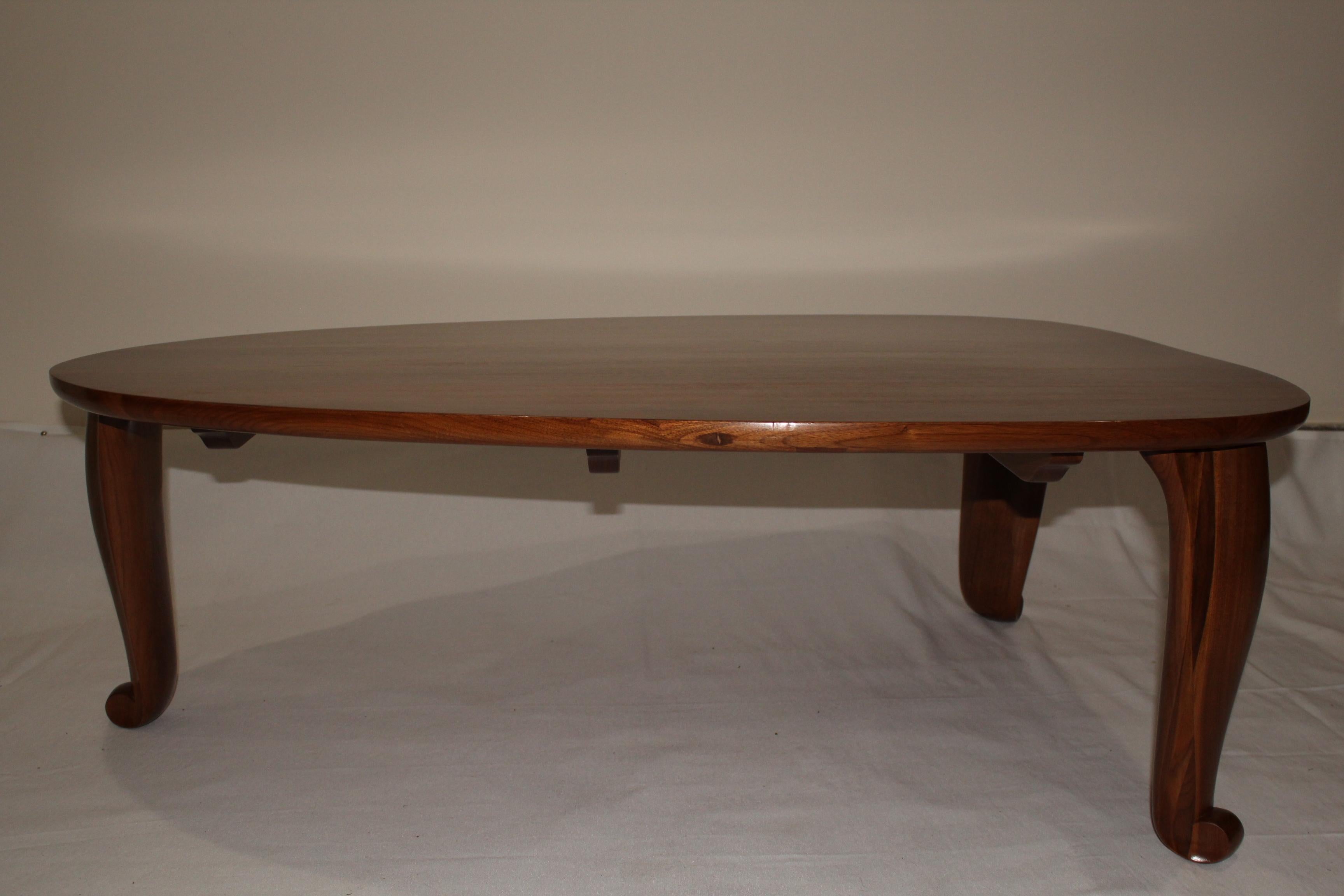Contemporary Transitional Collection:  Hand Made Coffee Table Solid Walnut For Sale