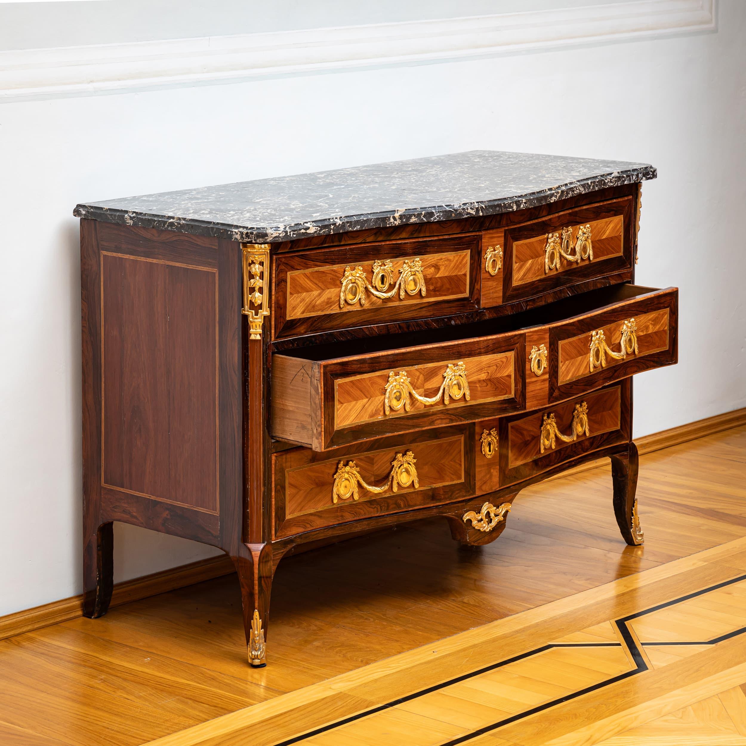 Gilt Transitional Commode, France, Second Half of the 18th Century For Sale