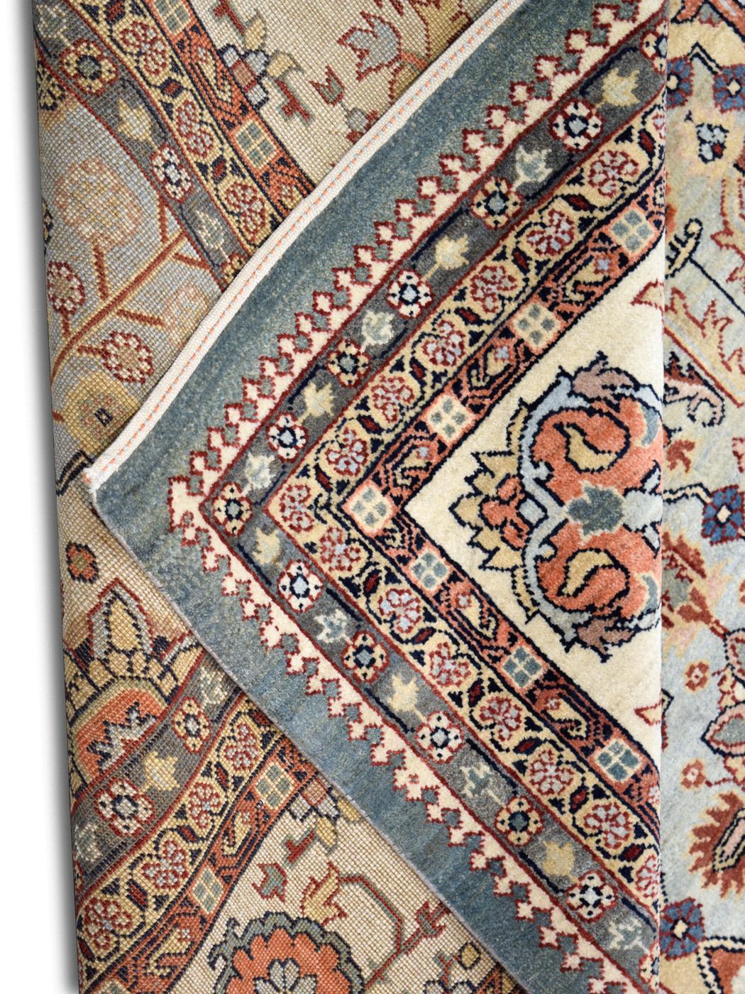 Tappeto tribale in lana, persiano Bakhtiari, crema, blu, arancione, rosso, 10' x 13' in vendita 3
