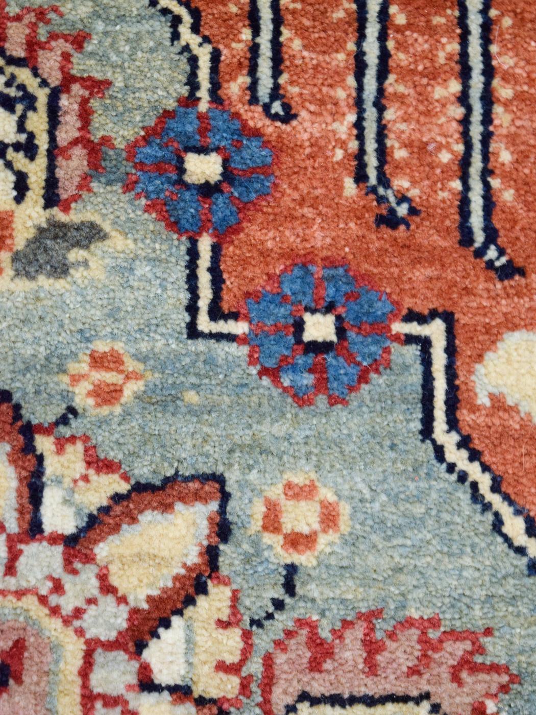 XXIe siècle et contemporain Tapis persan Bakhtiari en laine nouée à la main, crème, bleu, orange, rouge, 10' x 13'. en vente