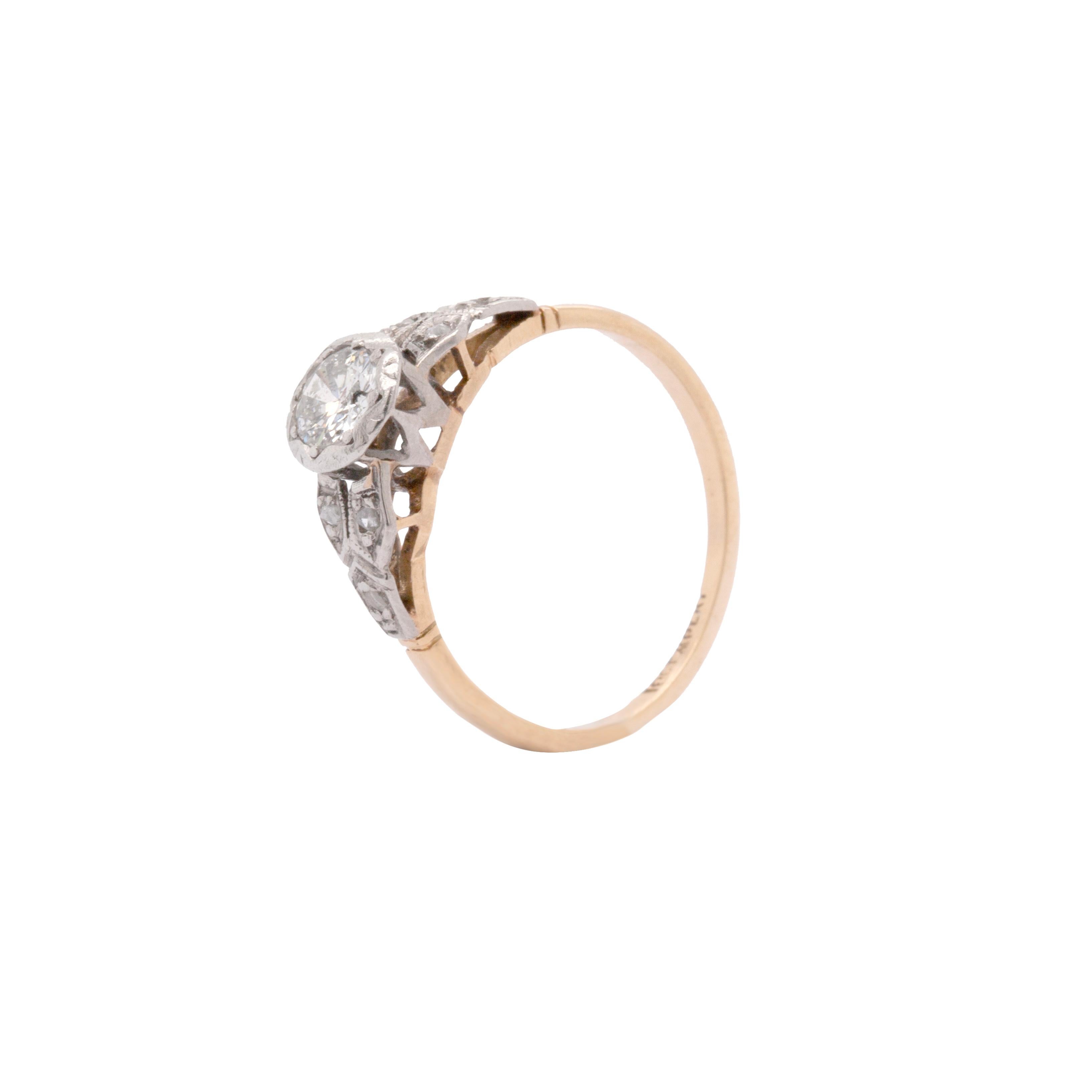 Women's Transitional Cut Diamond 18ct White Gold & Platinum Engagement Ring, c.1950's For Sale