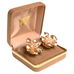 Diamanten im Übergangsschliff (ca. 0,6 Karat), florale Ohrstecker, 18k Rose Gold
