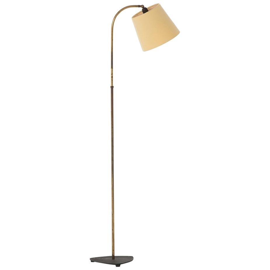 Transitional Era Danish Modern Floor Lamp with Bonnet Shade
