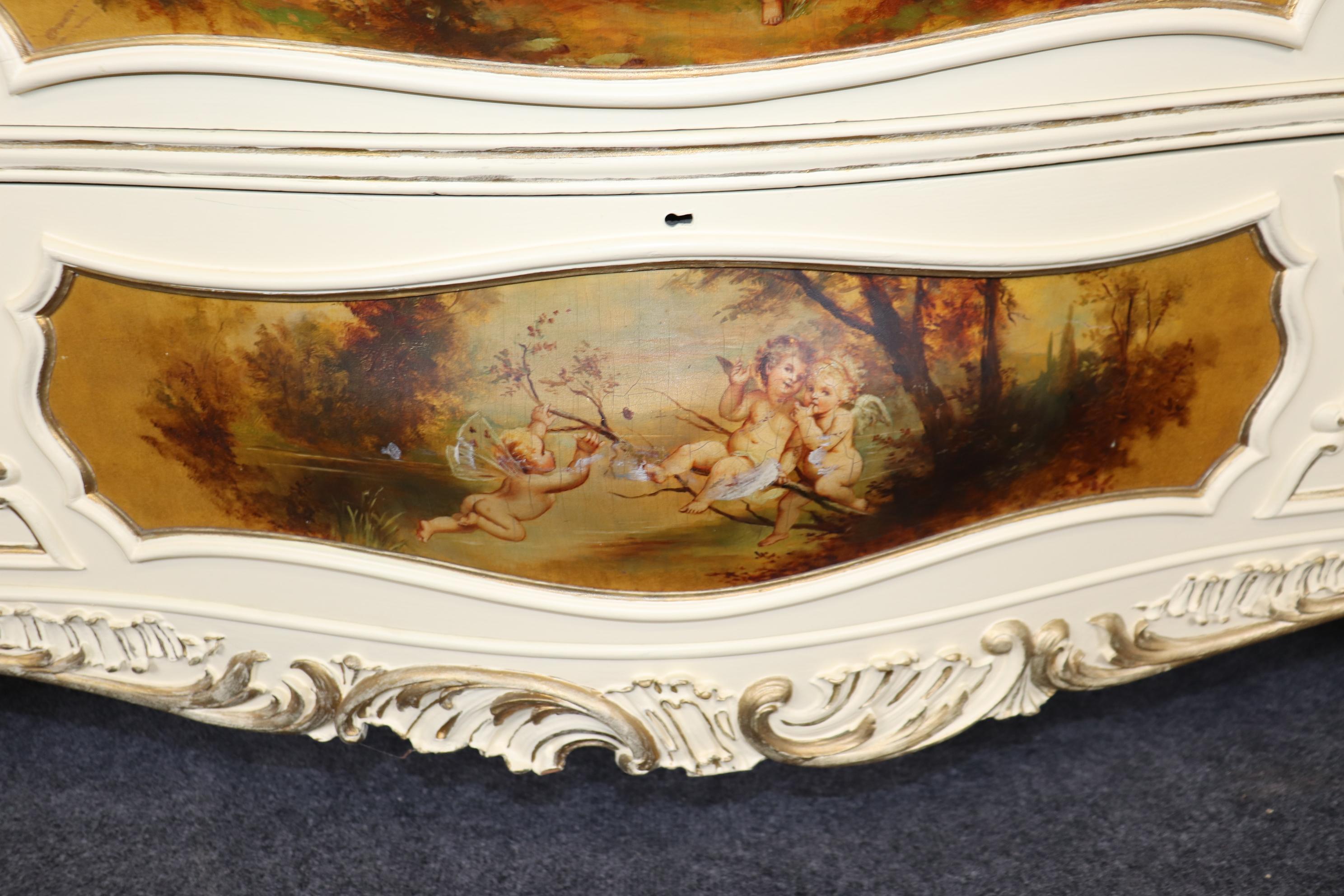 Transitional French Louis XV Art Nouveau Figural Painted Dresser with Mirror For Sale 8